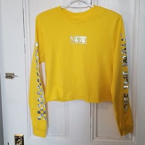 Van's cropped iridescent check L/S tee